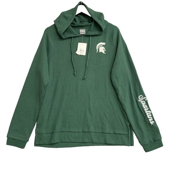 CSA Other - NEW Michigan State Spartans Men's L Green Waffle Knit Hooded Pullover Sweatshirt